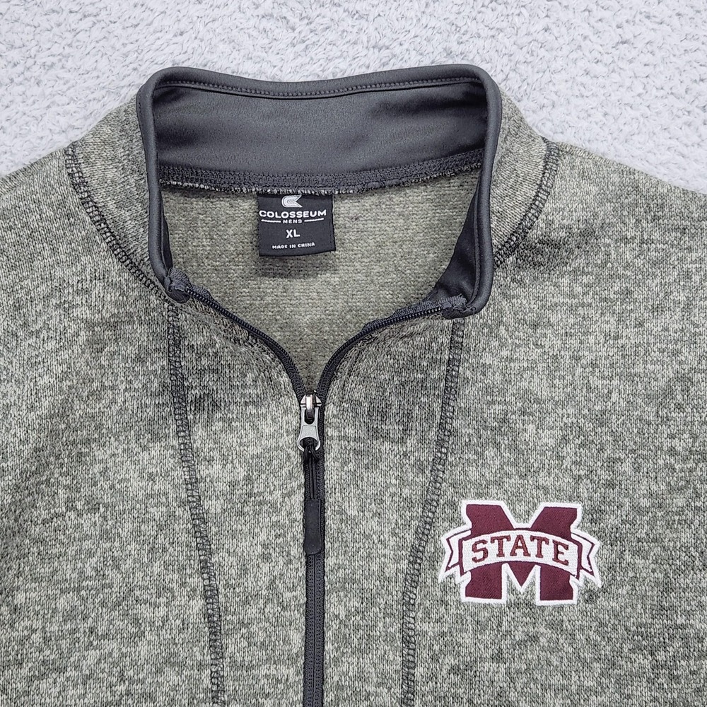 Mississippi State Bulldogs Jacket Mens XL Gray NCAA Football Full Zip Colosseum - Picture 10 of 14